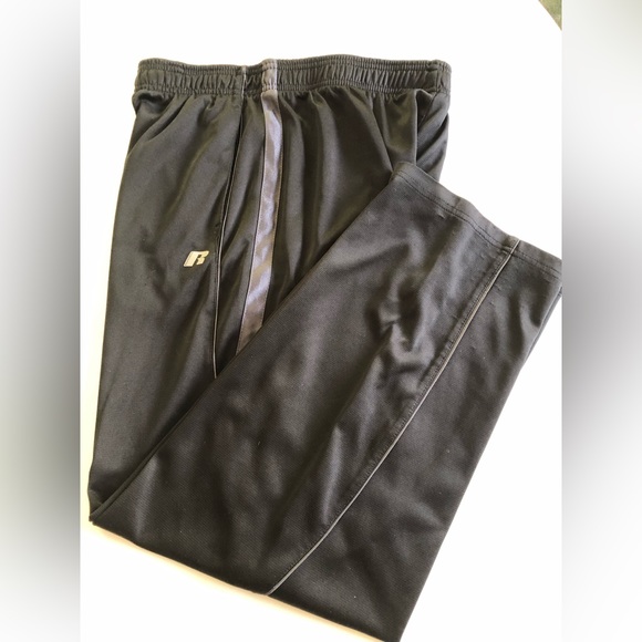 Russell Boys Athletic Sweat Pants XXL Long Pants Black With Gray Stripes - Picture 1 of 4